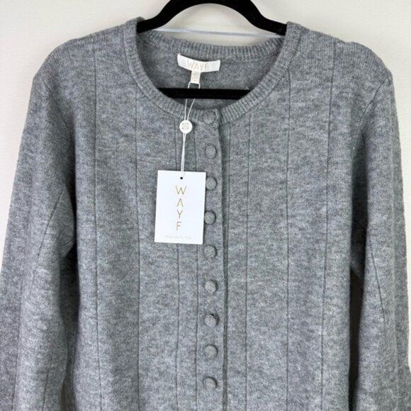 WAYF Grey Knit Button Front Cardigan Sweater XL NWT Preppy Cozy Classic - Picture 7 of 9